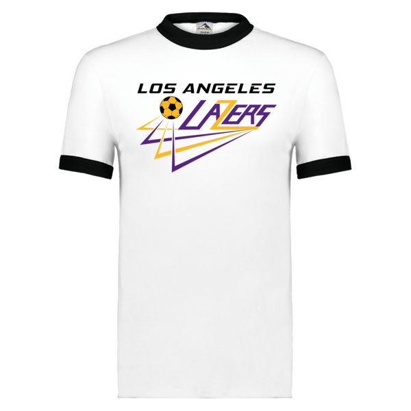 Los Angeles Lazers Ringer T-shirt MISL Soccer color White/Black