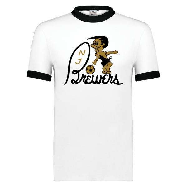 New Jersey Brewers Ringer T-shirt ASL Soccer color White/Black