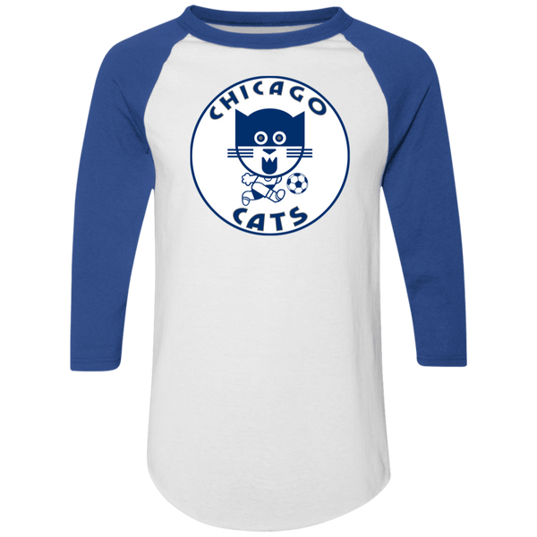 Chicago Cats Raglan Shirt Colorblock ASL Soccer color White/Royal Blue