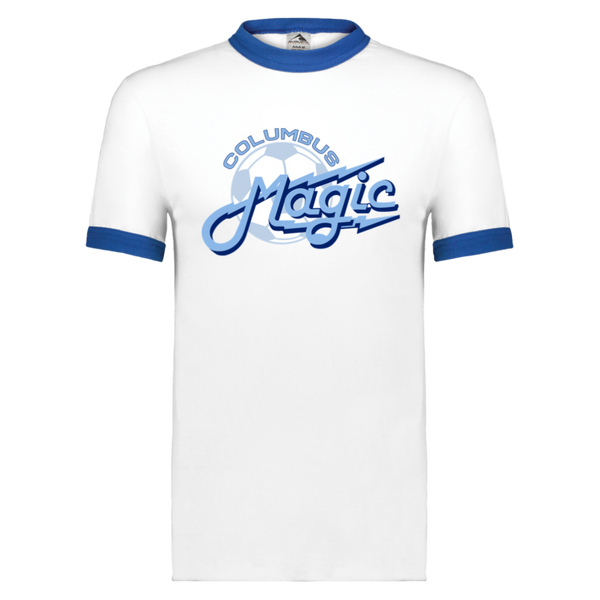 Columbus Magic Ringer T-shirt ASL Soccer color White/Royal Blue