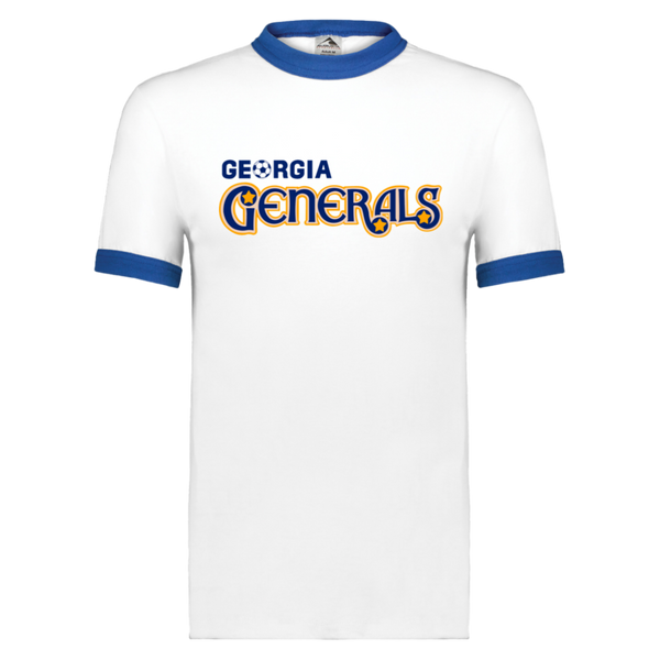 Georgia Generals Ringer T-shirt ASL Soccer color White/Royal Blue