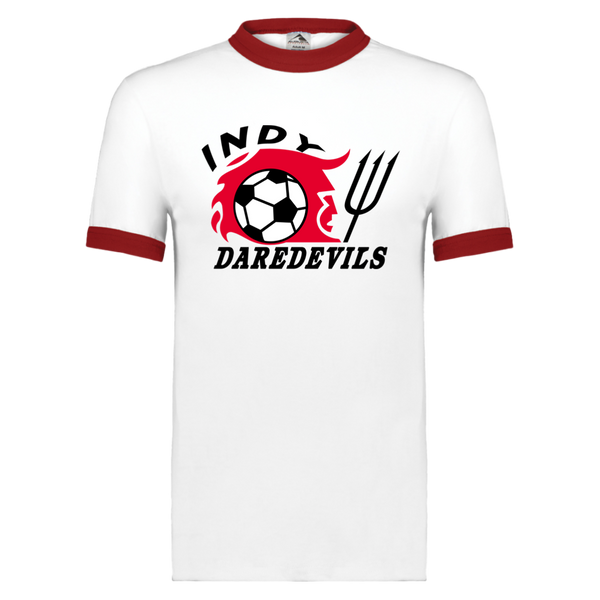 Indianapolis Daredevils Ringer T-shirt ASL Soccer color White/Red