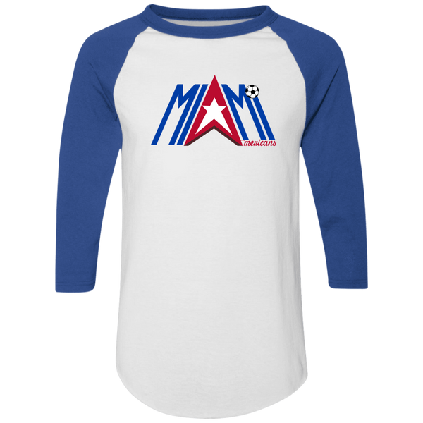 Miami Americans Raglan Shirt Colorblock ASL Soccer color White/Royal BLue