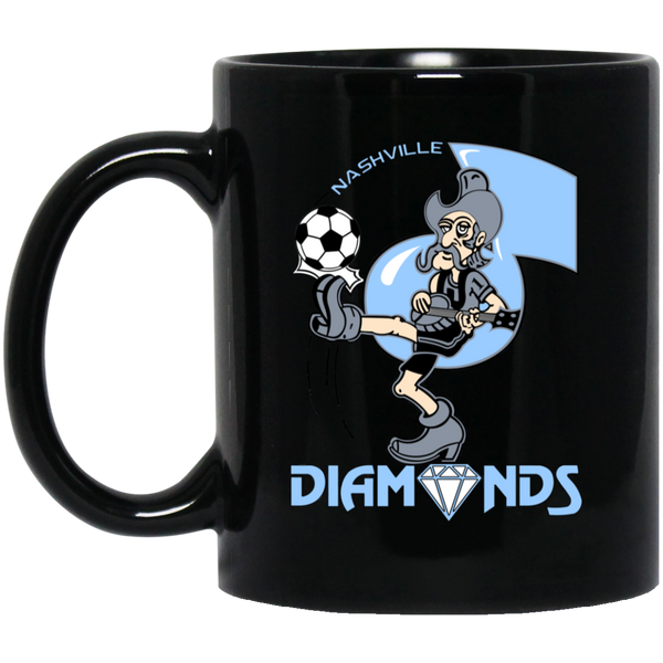 Nashville Diamonds Mug 11 oz. Black Glossy Ceramic ASL Soccer