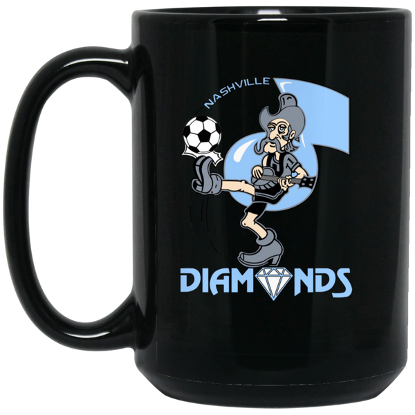 Nashville Diamonds Mug 15 oz. Black Glossy Ceramic ASL Soccer