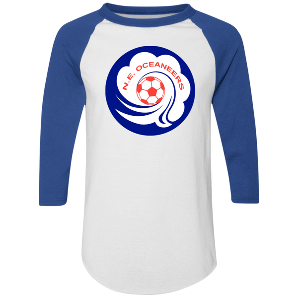 New England Oceaneers Raglan Shirt Colorblock ASL Soccer color Heather White/Royal Blue