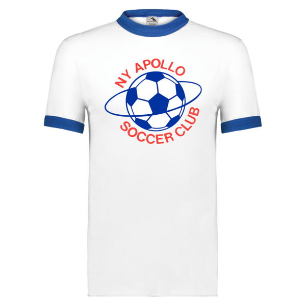 New York Apollo Ringer T-shirt ASL Soccer color White/Royal Blue