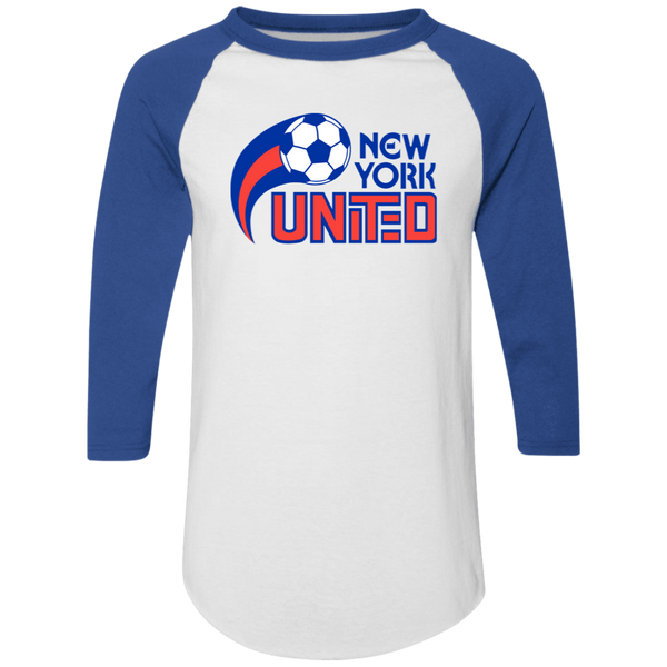 New York United Raglan Shirt Colorblock ASL Soccer color White/Royal Blue