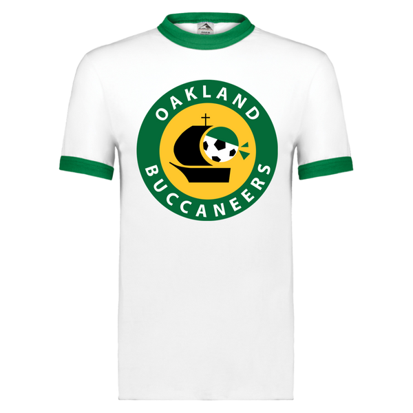 Oakland Buccaneers Ringer T-shirt ASL Soccer color White/Kelly Green