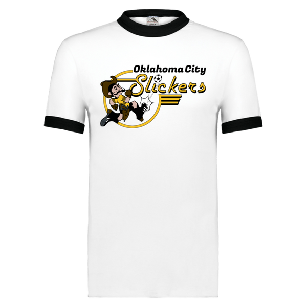 Oklahoma City Slickers Ringer T-shirt ASL Soccer color White/Black