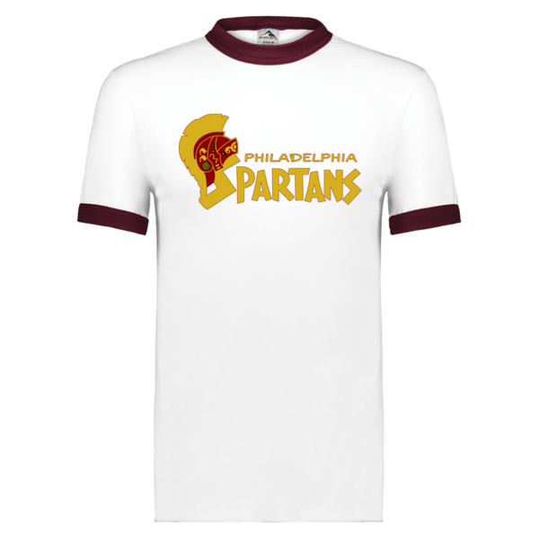 Philadelphia Spartans Ringer T-shirt ASL Soccer color White/Maroon