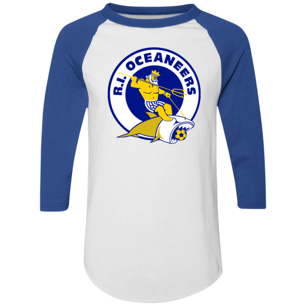 Rhode Island Oceaneers Raglan Shirt Colorblock ASL Soccer color White/Royal Blue