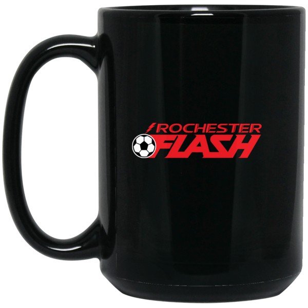 Rochester Flash Mug 15 oz. Black Glossy Ceramic ASL Soccer