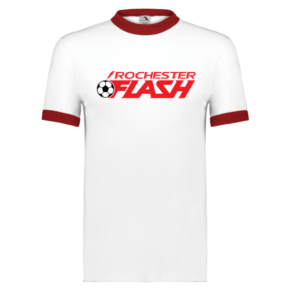 Rochester Flash Ringer T-shirt ASL Soccer color White/Red
