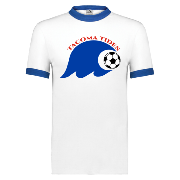Tacoma Tides Ringer T-shirt ASL Soccer color White/Royal Blue