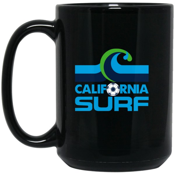 California Surf Mug 15 oz. Black Glossy Ceramic NASL Soccer