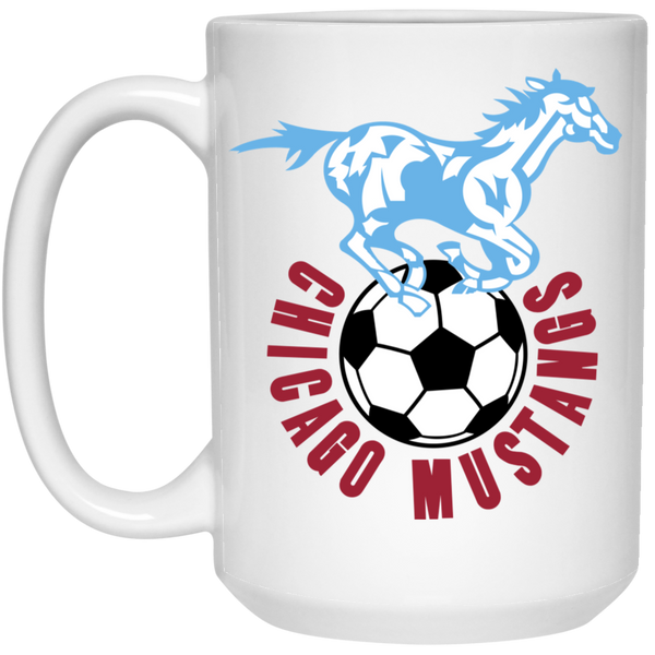 Chicago Mustangs Mug 15 oz. White Glossy Ceramic NASL Soccer