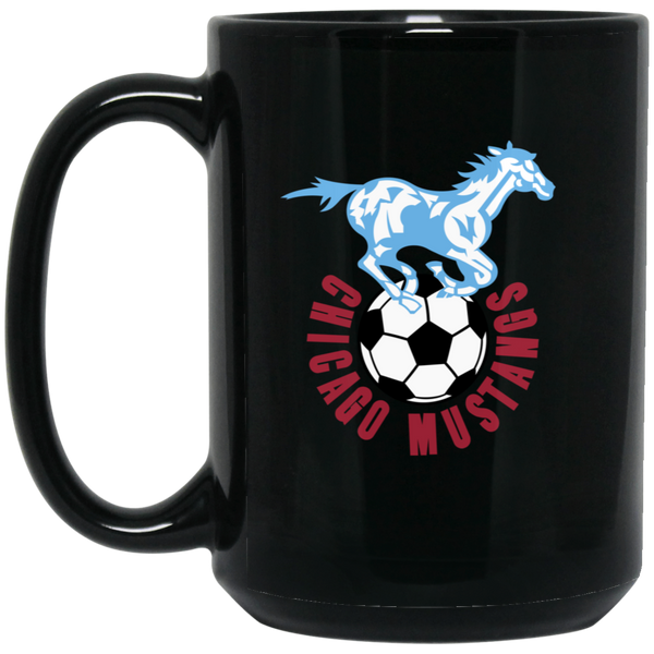 Chicago Mustangs Mug 15 oz. Black Glossy Ceramic NASL Soccer