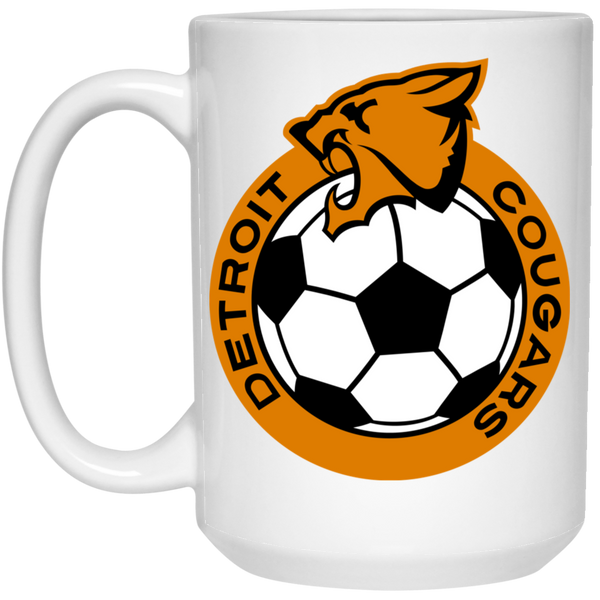 Detroit Cougars Mug 15 oz. White Glossy Ceramic NASL Soccer