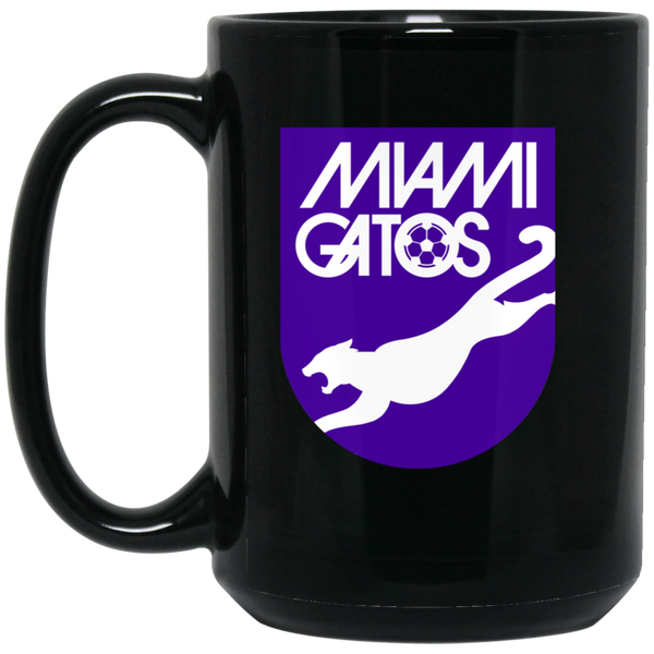 Miami Gatos Mug 15 oz. Black Glossy Ceramic NASL Soccer