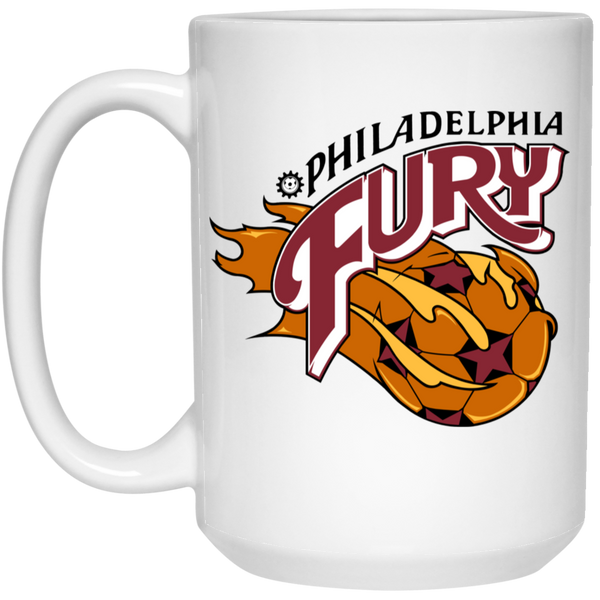 Philadelphia Fury Mug 15 oz. White Glossy Ceramic NASL Soccer