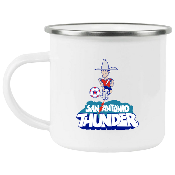 San Antonio Thunder Camping Mug 12 oz. Enamel NASL Soccer color White