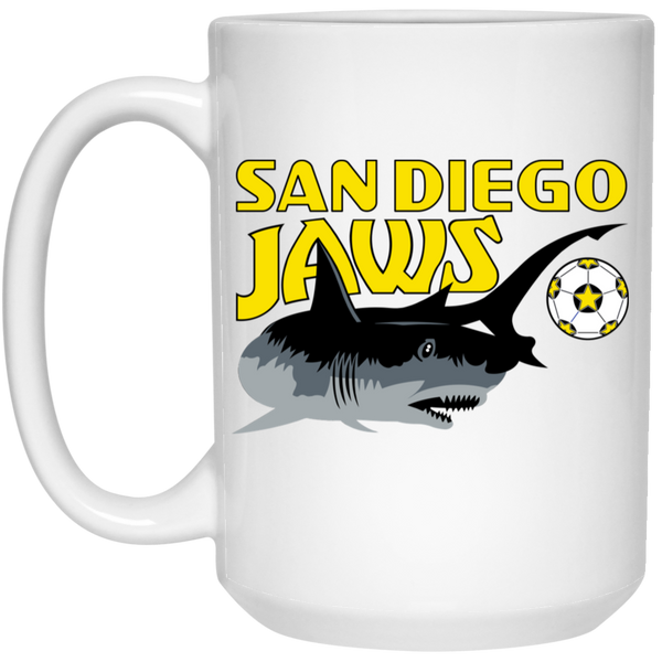 San Diego Jaws Mug 15 oz. White Glossy Ceramic NASL Soccer