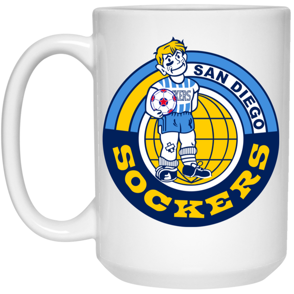 San Diego Sockers Mug 15 oz. White Glossy Ceramic NASL Soccer