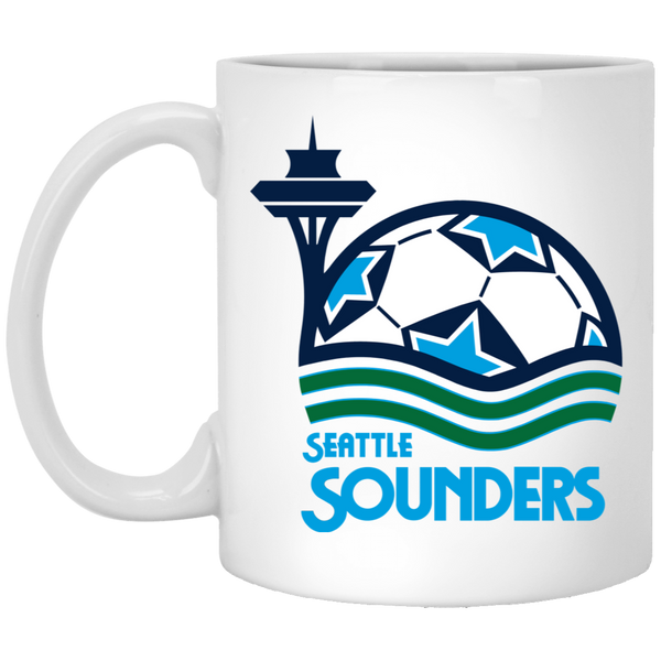 Seattle Sounders Mug 11 oz. Glossy Ceramic NASL Soccer color White