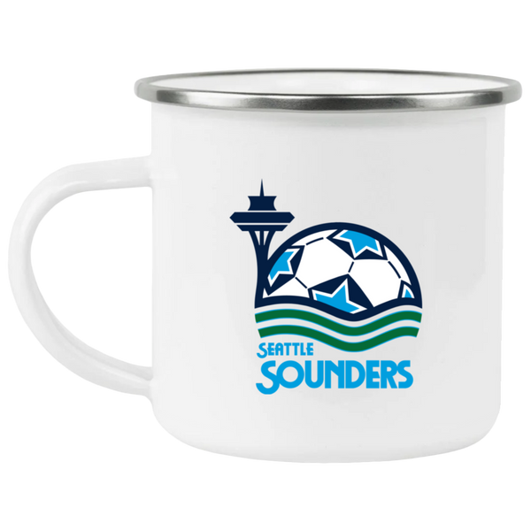 Seattle Sounders Camping Mug 12 oz. Enamel NASL Soccer color White