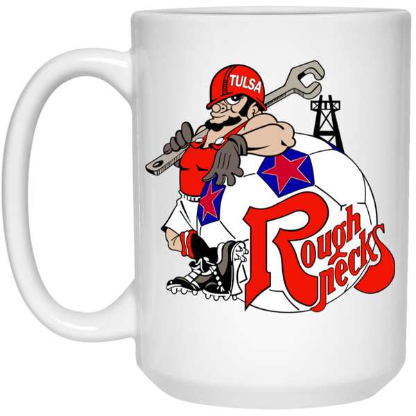Tulsa Roughnecks Mug 15 oz. White Glossy Ceramic NASL Soccer