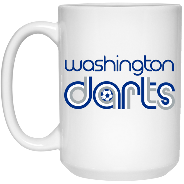 Washington Darts Mug 15 oz. White Glossy Ceramic NASL Soccer