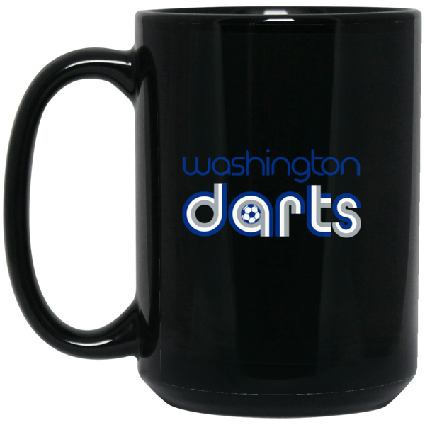 Washington Darts Mug 15 oz. Black Glossy Ceramic NASL Soccer