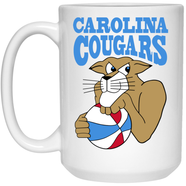 Carolina Cougars Mug 15 oz. White Glossy Ceramic ABA Basketball Team