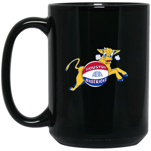 Houston Mavericks Mug 15 oz. Black Glossy Ceramic ABA Basketball Team