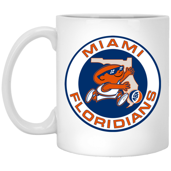 Miami Floridians Mug 11 oz. White Glossy Ceramic ABA Basketball Team