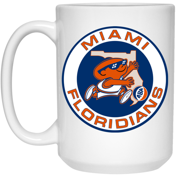 Miami Floridians Mug 15 oz. White Glossy Ceramic ABA Basketball Team