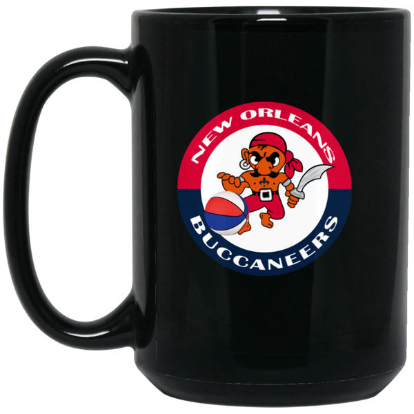 New Orleans Buccaneers Mug 15 oz. Black Glossy Ceramic ABA Basketball Team