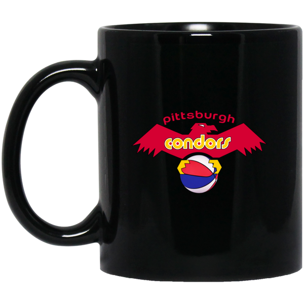 Pittsburgh Condors Mug 11 oz. Black Glossy Ceramic ABA Basketball Team