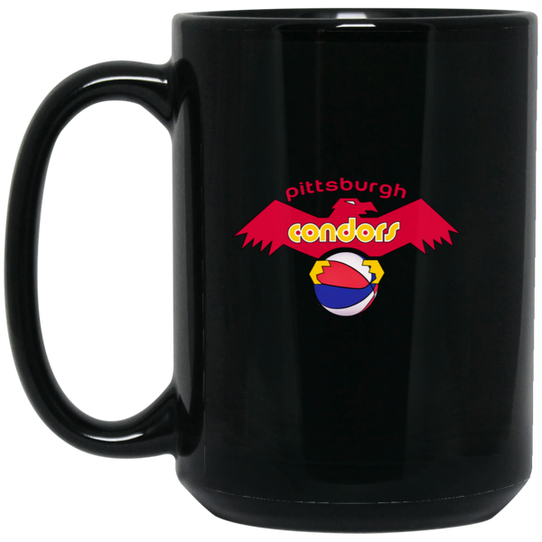 Pittsburgh Condors Mug 15 oz. Black Glossy Ceramic ABA Basketball Team