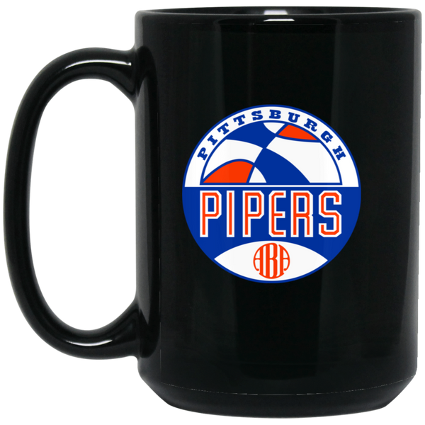 Pittsburgh Pipers Mug 15 oz. Black Glossy Ceramic ABA Basketball Team