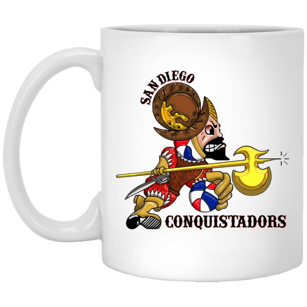 San Diego Conquistadors Mug 11 oz. White Glossy Ceramic ABA Basketball Team