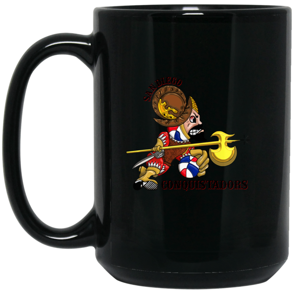 San Diego Conquistadors Mug 15 oz. Black Glossy Ceramic ABA Basketball Team
