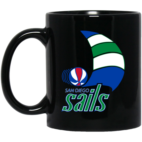 San Diego Sails Mug 11 oz. Black Glossy Ceramic ABA Basketball Team
