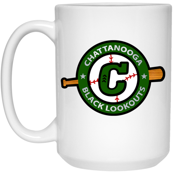 Chattanooga Black Lookouts Large Drink Mug 15 oz. Glossy Ceramic Negro Leagues Baseball Team color White