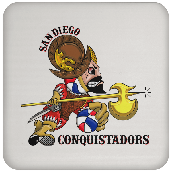 San Diego Conquistadors ABA Basketball Team Drink Coaster color White