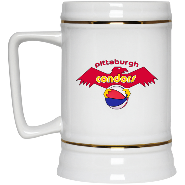 Pittsburgh Condors ABA Ceramic Beer Stein 22 oz. American Basketball Association Team color White