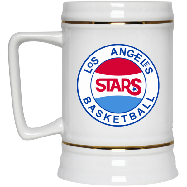 Los Angeles Stars ABA Ceramic Beer Stein 22 oz. American Basketball Association Team color White