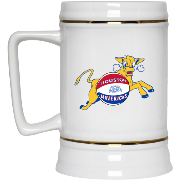 Houston Mavericks ABA Ceramic Beer Stein 22 oz. | American Basketball Association Team color White