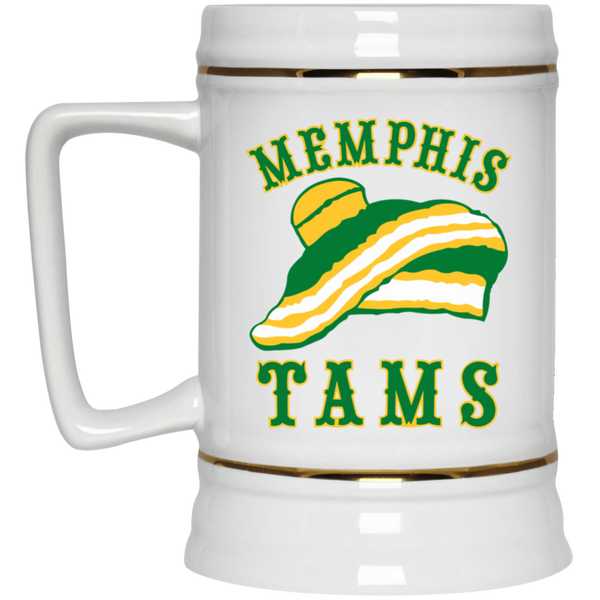 Memphis Tams ABA Ceramic Beer Stein 22 oz. American Basketball Association Team color White